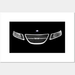 Saab 9-5 2nd generation classic car minimalist grille Posters and Art